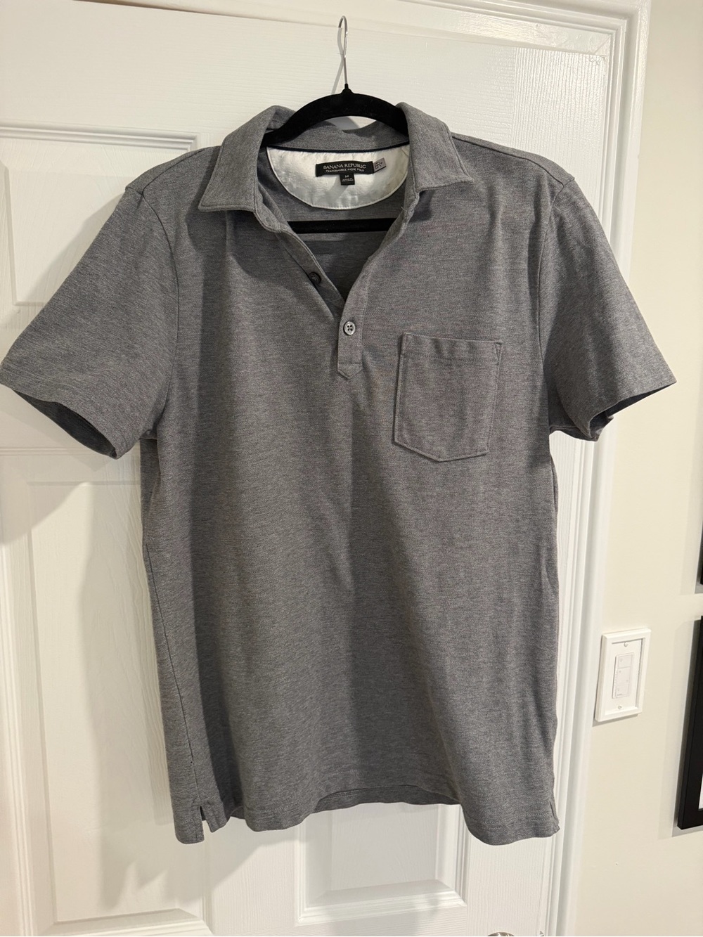 Banana Republic Gray Short-Sleeve Polo with Chest Pocket